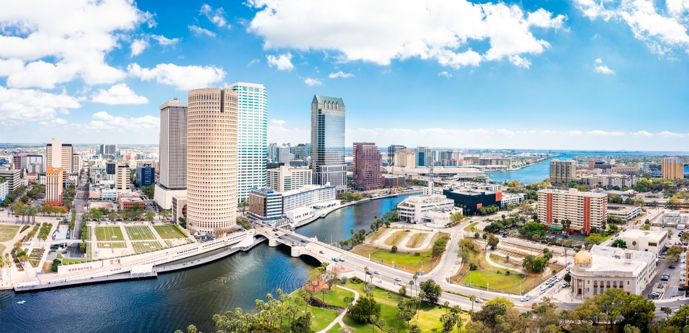 Aerial panorama of Tampa, Florida skyline